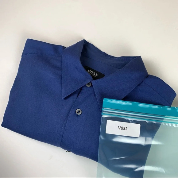 BOSS Hugo Boss Blue Long  Sleeve Silk Button Up Men's XXL - Picture 13 of 13